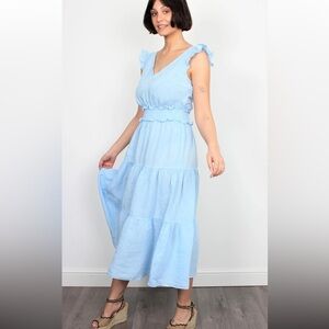 Lino 120% sky blue waterfall dress